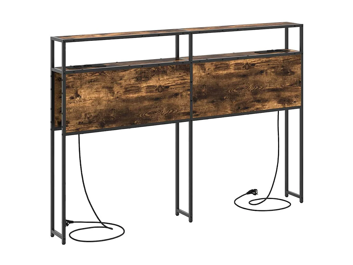 Mueble cabecero con almacenamiento | Cabecera de almacenamiento con estante Roble ahumado 120 cm