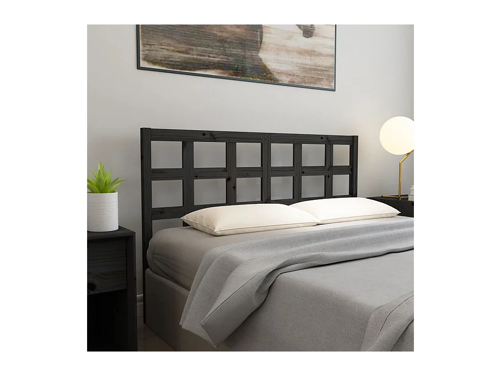 Tête de Lit | Panneau de tête pour lit Moderne Noir 165,5x4x100 cm Bois massif de pin