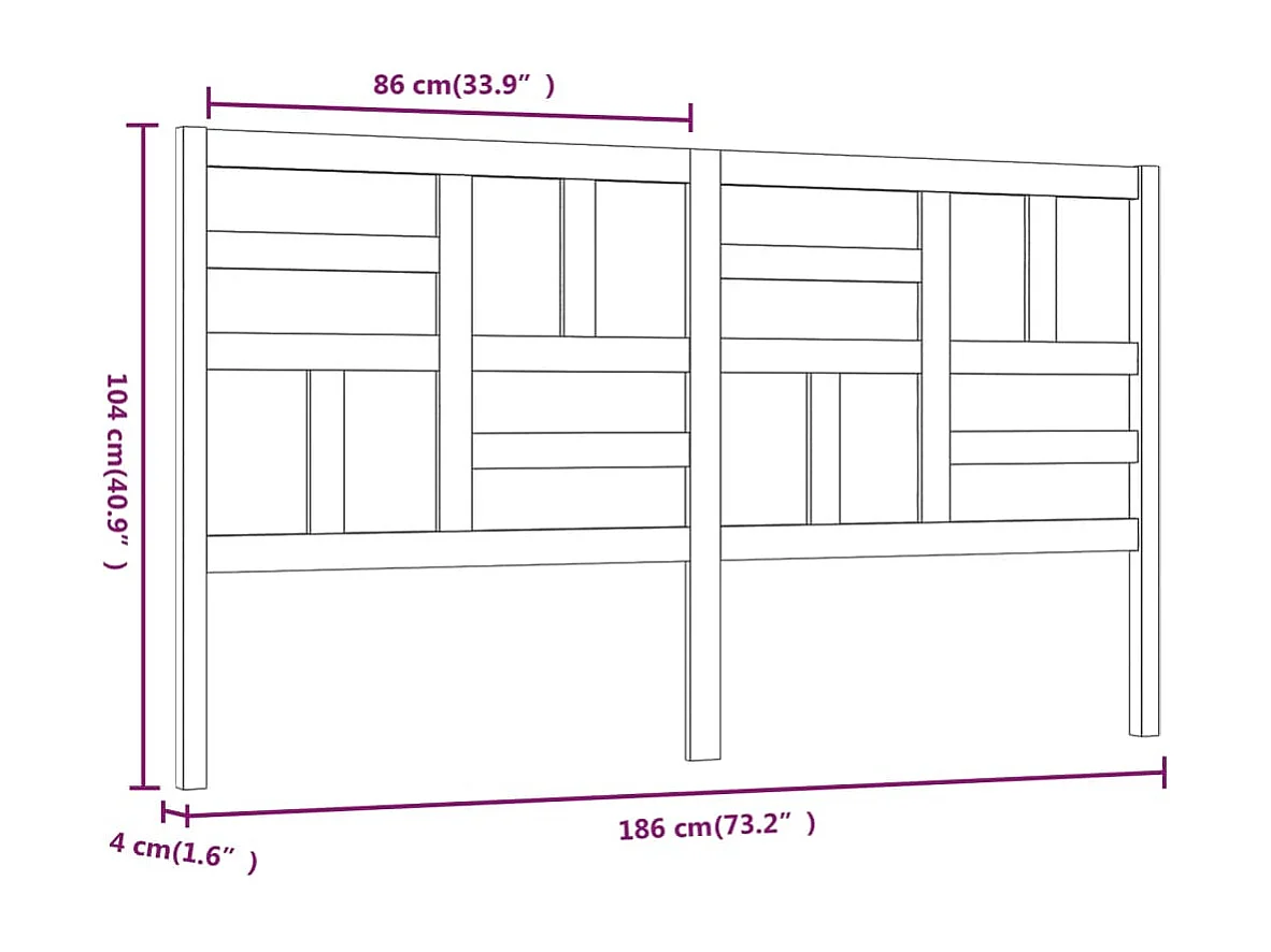 Cabecero de Cama | Cabezal de cama | Mueble de cabecero madera maciza de pino blanco 186x4x104 cm