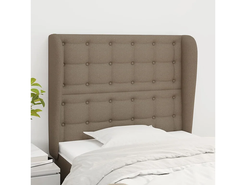 Tête de Lit | Panneau de tête pour lit Moderne avec oreilles Taupe 103x23x118/128 cm Tissu