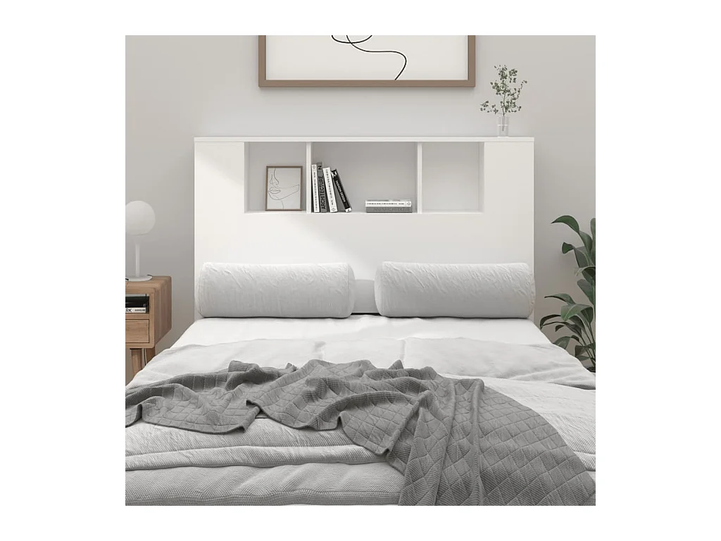 Tête de Lit avec rangement | Armoire de tête de lit blanc 120x18,5x102,5 cm