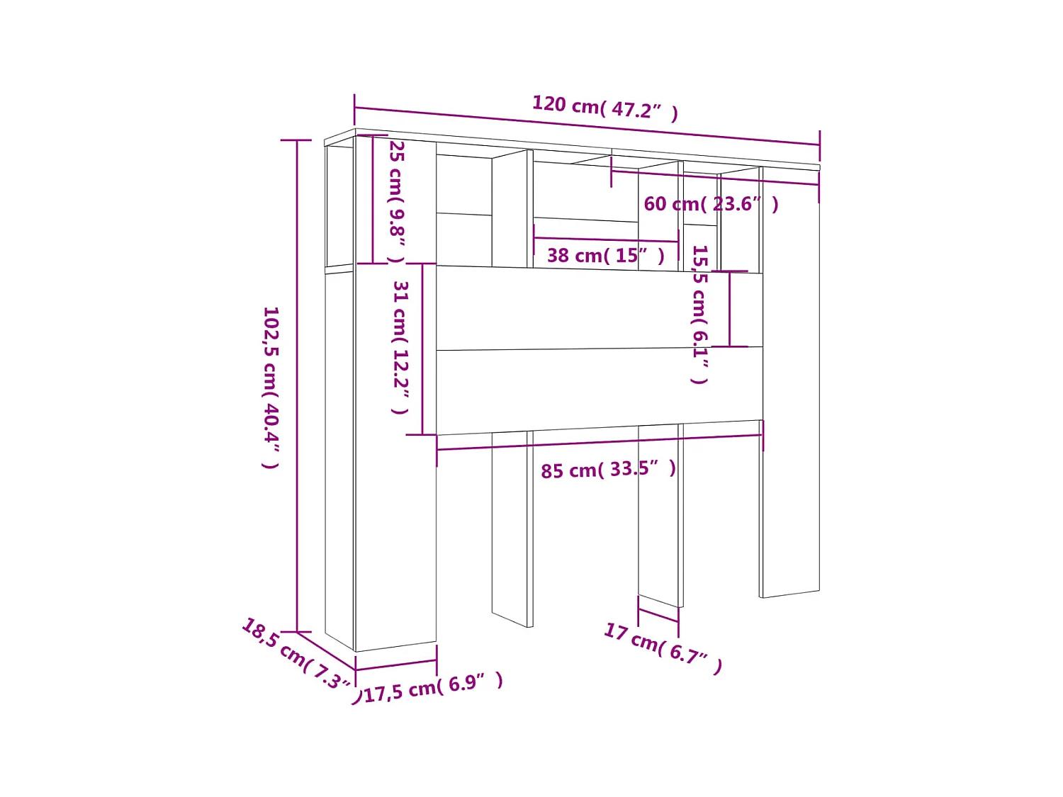 Tête de Lit avec rangement | Armoire de tête de lit blanc 120x18,5x102,5 cm