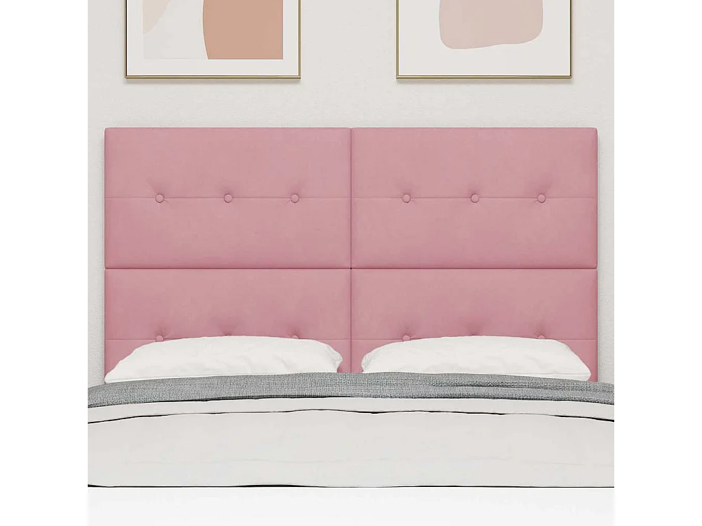 Tête de lit Montage mural | Panneau de tête pour lit Moderne  avec tête de lit Rose 160 cm Velours