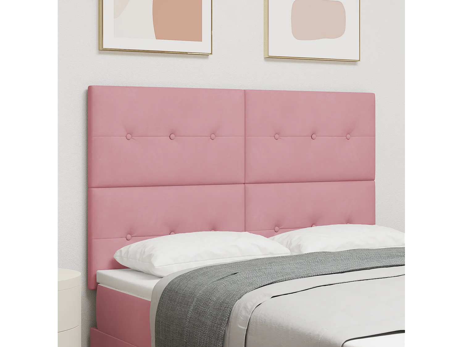Tête de lit Montage mural | Panneau de tête pour lit Moderne  avec tête de lit Rose 160 cm Velours