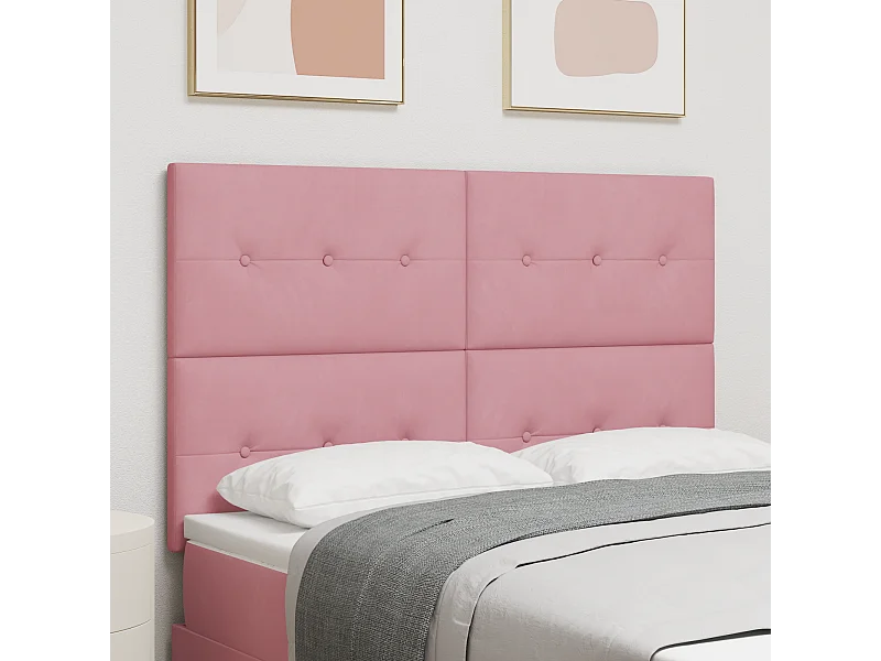 Tête de lit Montage mural | Panneau de tête pour lit Moderne  avec tête de lit Rose 160 cm Velours