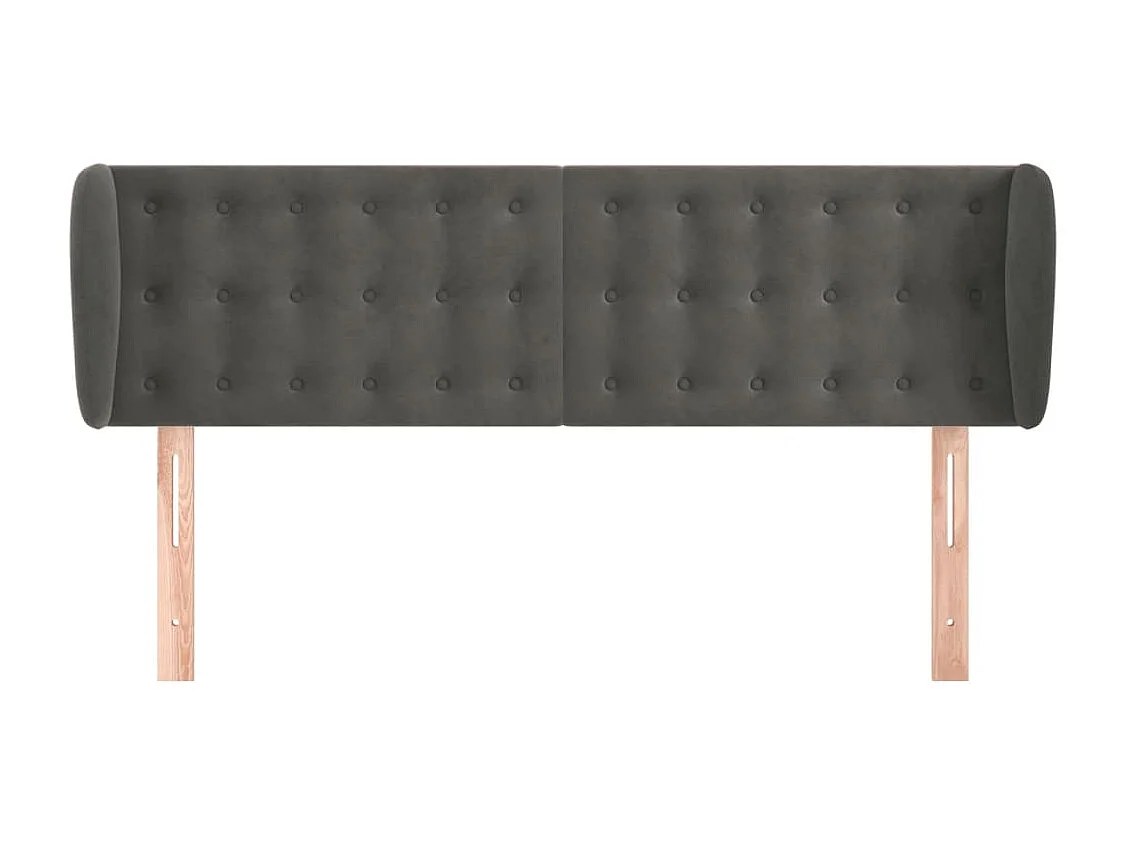 Mueble cabecero | Cabezal de cama | Cabecero de terciopelo gris oscuro 147x23x78/88 cm