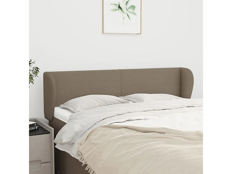 Mueble cabecero | Cabezal de cama | Cabecero de tela gris taupe 147x23x78/88 cm