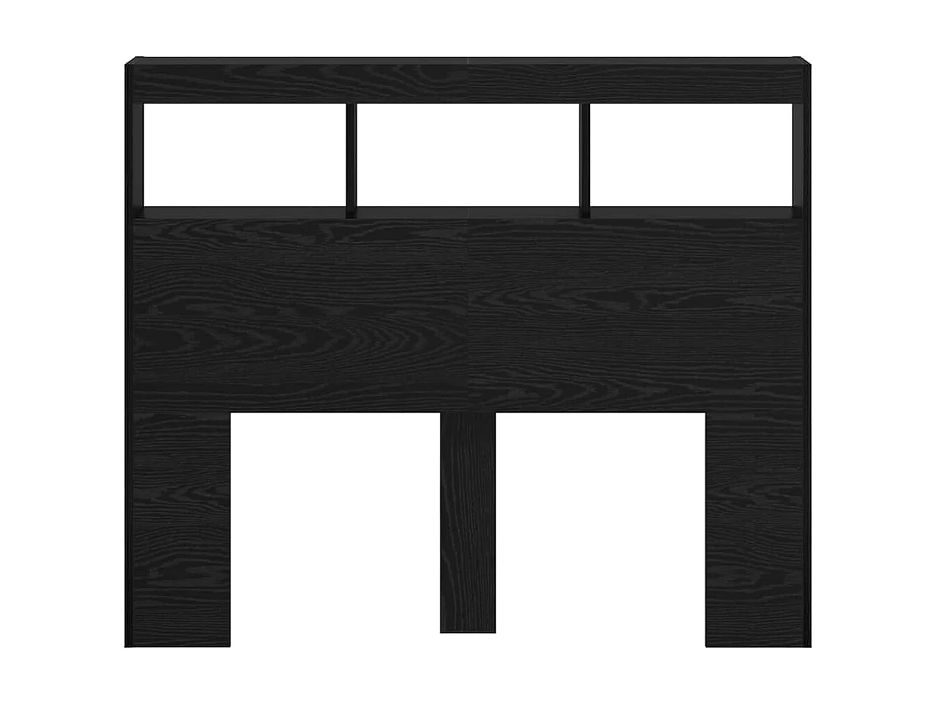 Cabecera | Cabezal de Cama | Mueble cabecero con LED con estante Roble negro 122 x 17 x 102 cm