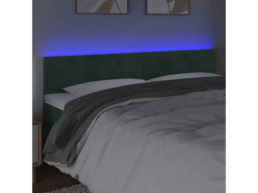 Hoofdbord | Hoofdeinde LED 160x5x78/88 cm fluweel donkergroen