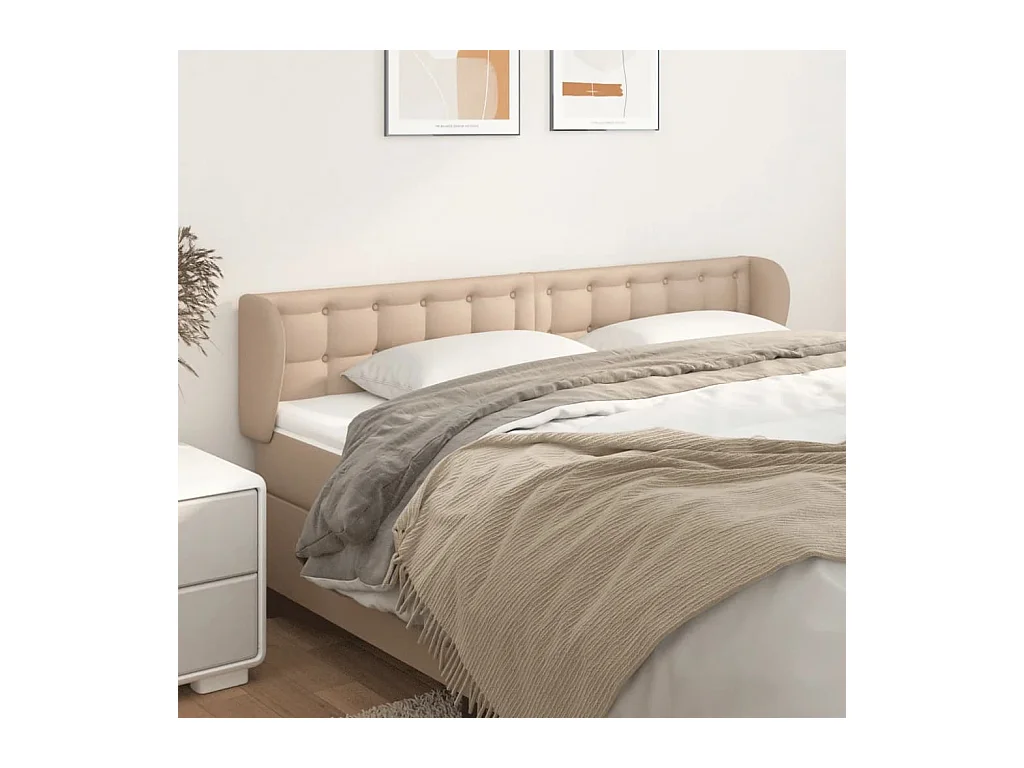 Mueble cabecero | Cabezal de cama | Cabecero de cuero sintético color capuchino 183x23x78/88 cm