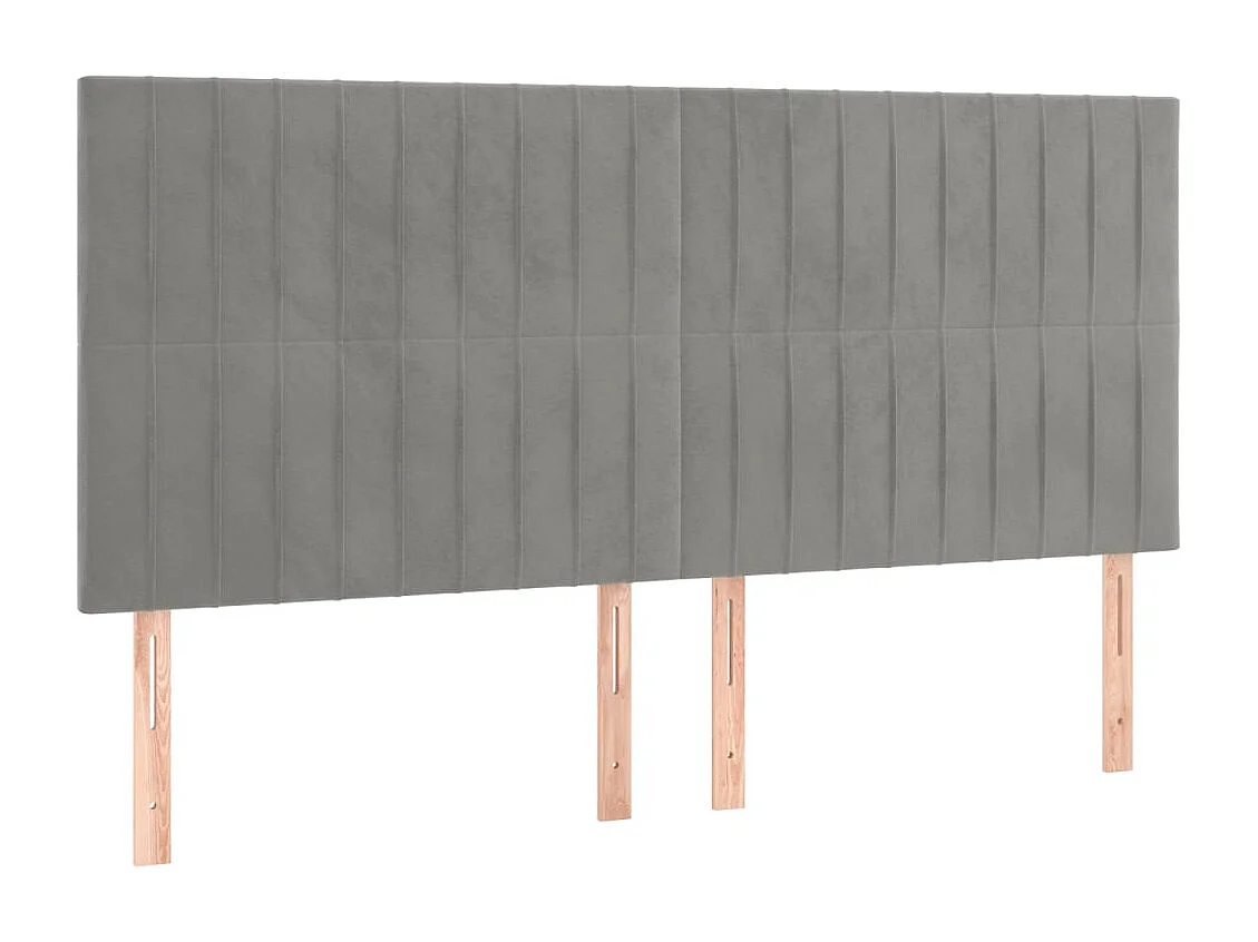 Cabeceros | Cabezal de cama | Mueble de cabecero 4 unidades de terciopelo gris claro 90x5x78/88 cm
