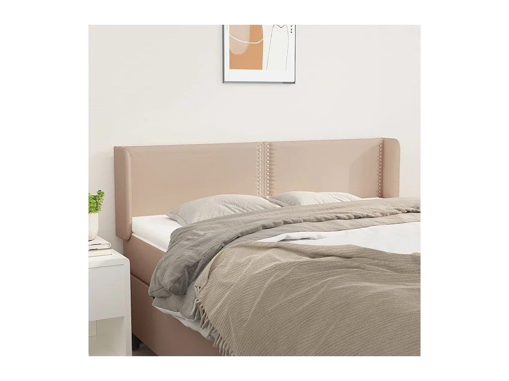 Mueble cabecero | Cabezal de cama | Cabecero de cuero sintético color capuchino 147x16x78/88 cm