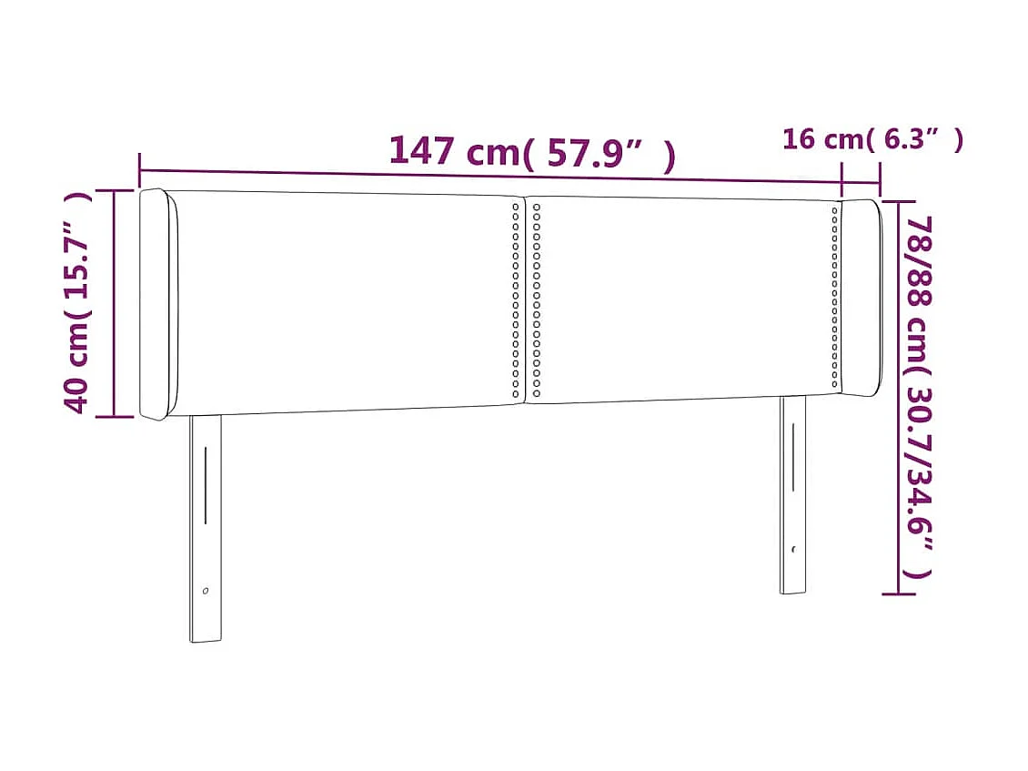 Mueble cabecero | Cabezal de cama | Cabecero de cuero sintético color capuchino 147x16x78/88 cm