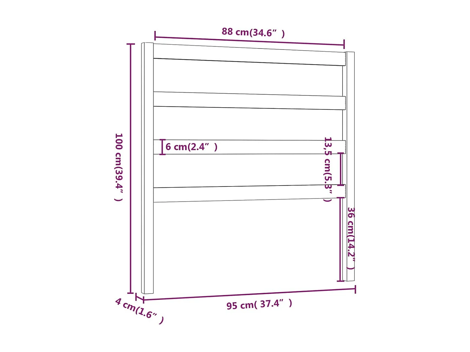 Hoofdbord | Hoofdeinde 95x4x100 cm massief grenenhout honingbruin