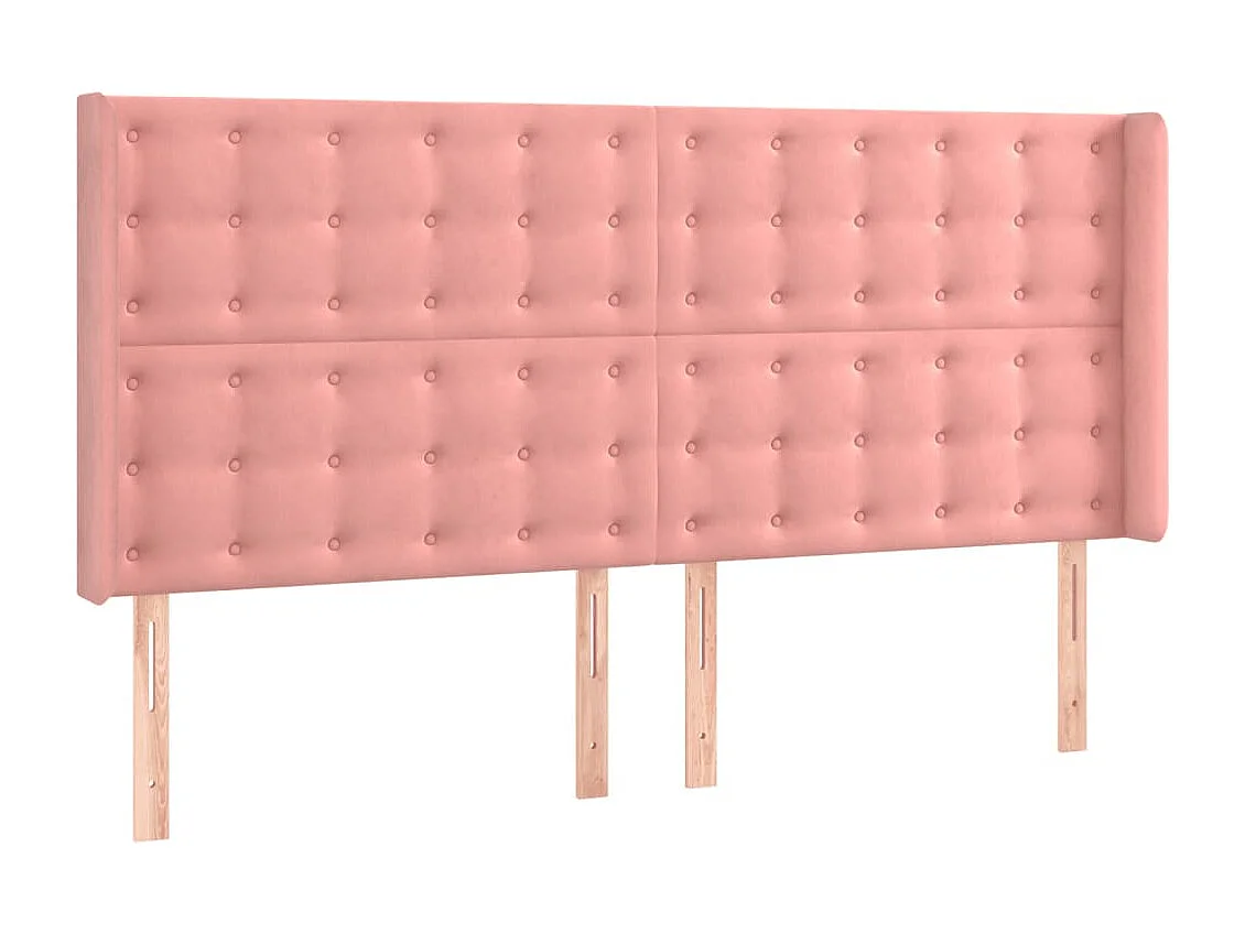 Tête de Lit | Panneau de tête pour lit Moderne à LED Rose 203x16x118/128 cm Velours