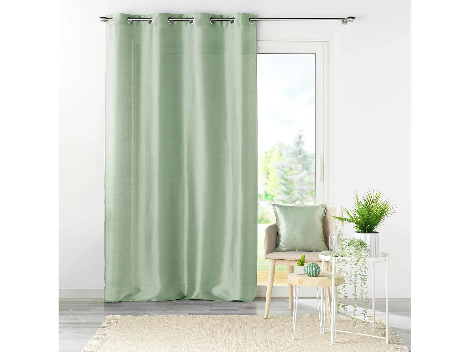 Housse de coussin Polyester Shantung Uni Shana Sauge 40 x 40 cm