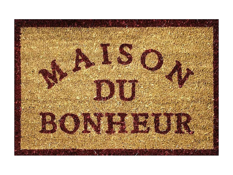 Paillasson en Coco "Maison Bonheur" 40x60cm Naturel