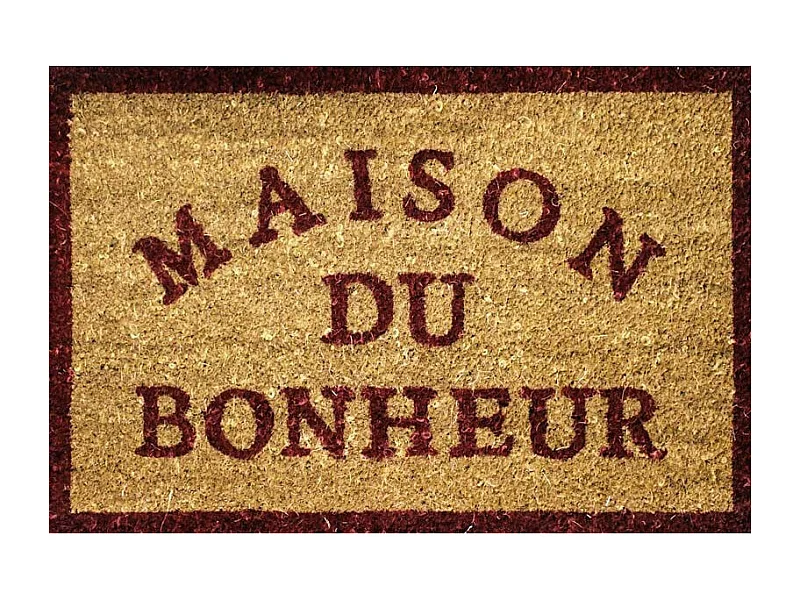 Paillasson en Coco "Maison Bonheur" 40x60cm Naturel