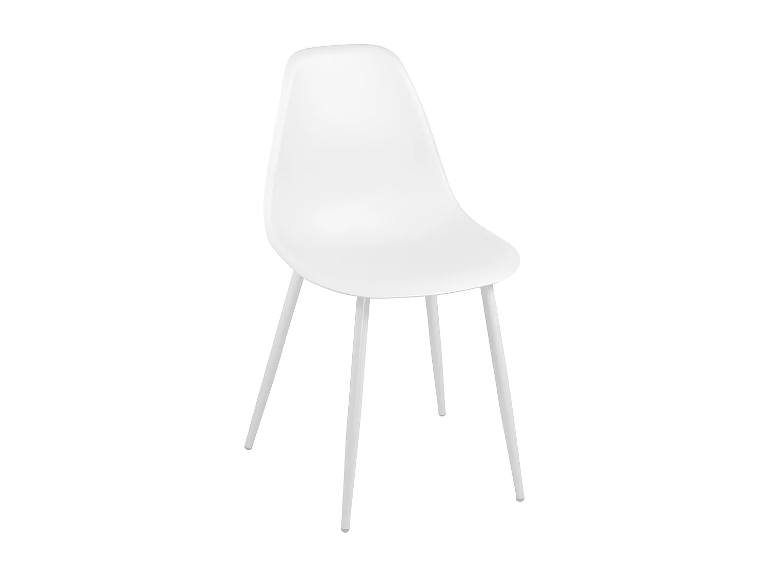 Lote de 4 sillas de cocina de diseño, asiento de plástico flexible, patas metálicas NOVA (blanco)