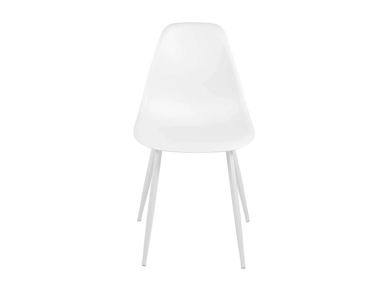 Lote de 4 sillas de cocina de diseño, asiento de plástico flexible, patas metálicas NOVA (blanco)
