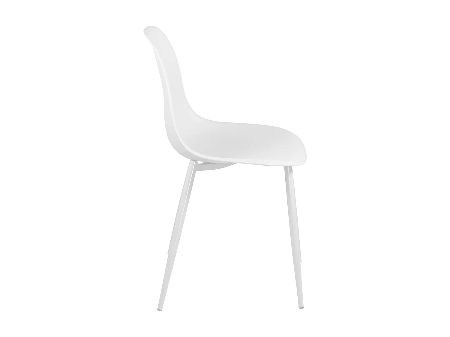 Lote de 4 sillas de cocina de diseño, asiento de plástico flexible, patas metálicas NOVA (blanco)