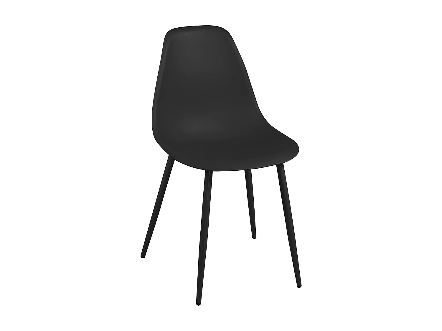 Lot 4 chaises de cuisine design, siège plastique souple, pieds métal NOVA (noir)