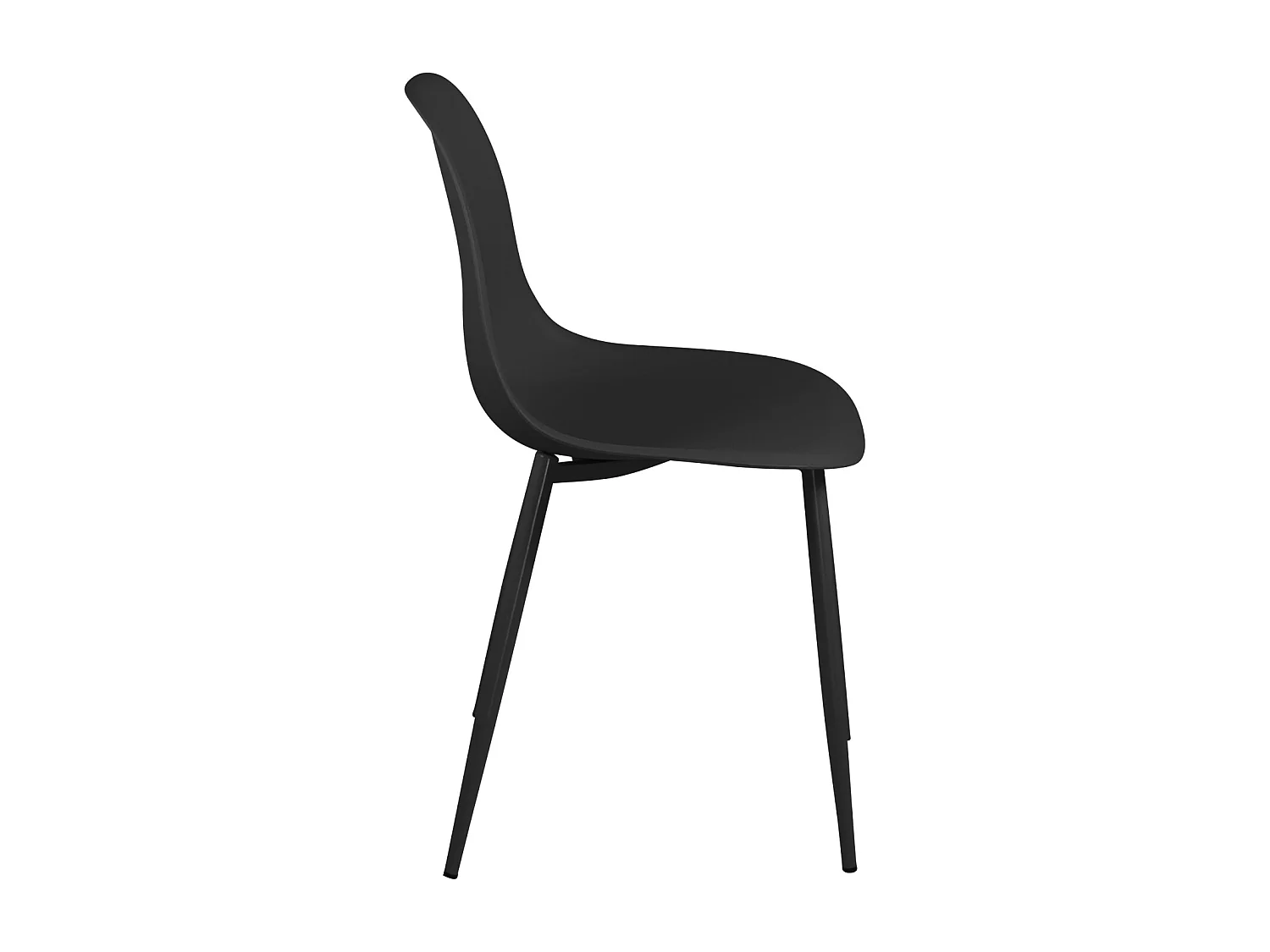 Lot 4 chaises de cuisine design, siège plastique souple, pieds métal NOVA (noir)