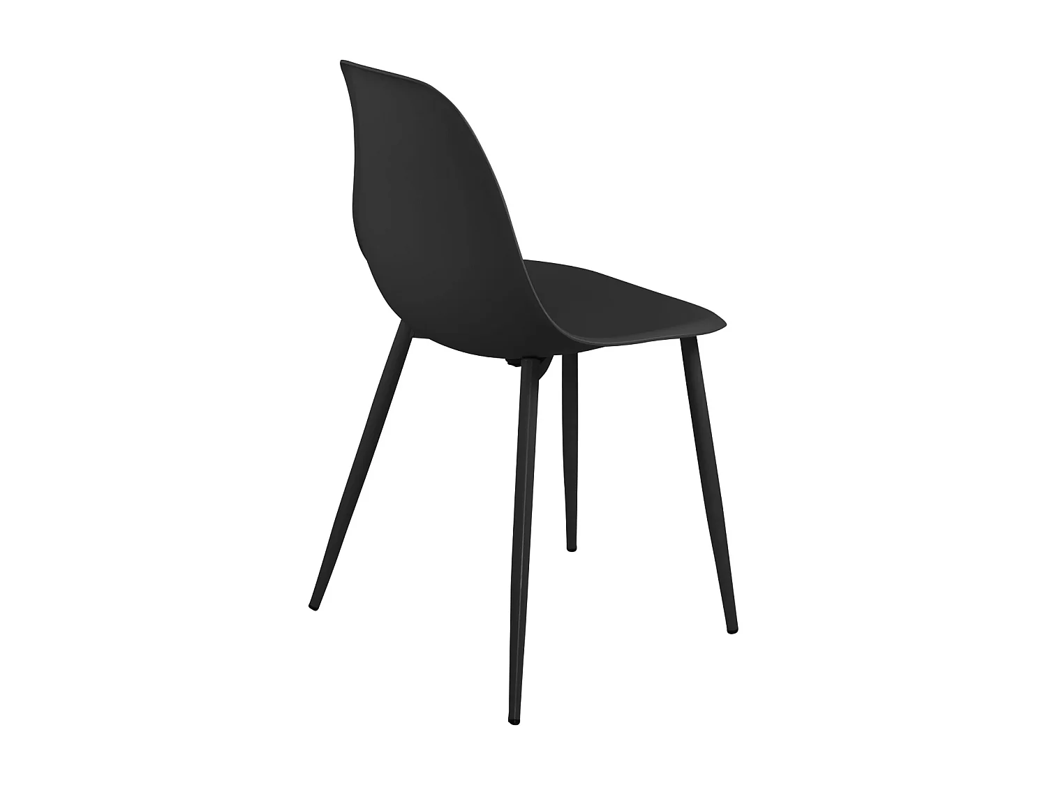 Lot 4 chaises de cuisine design, siège plastique souple, pieds métal NOVA (noir)