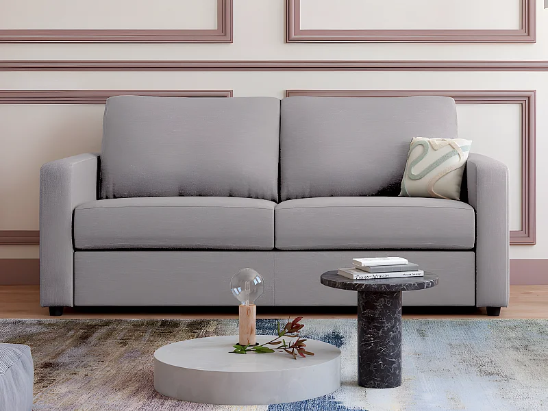 Driezits express slaapbank van grijze stof - DONETO