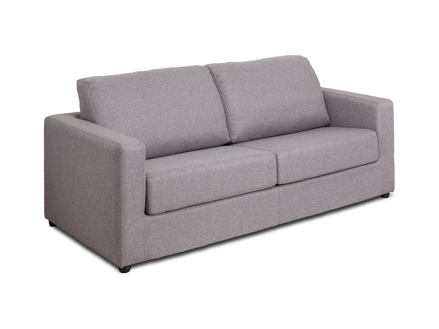 Canapé 3 places convertible express en tissu gris - Couchage 140 cm - Matelas 14 cm DONETO