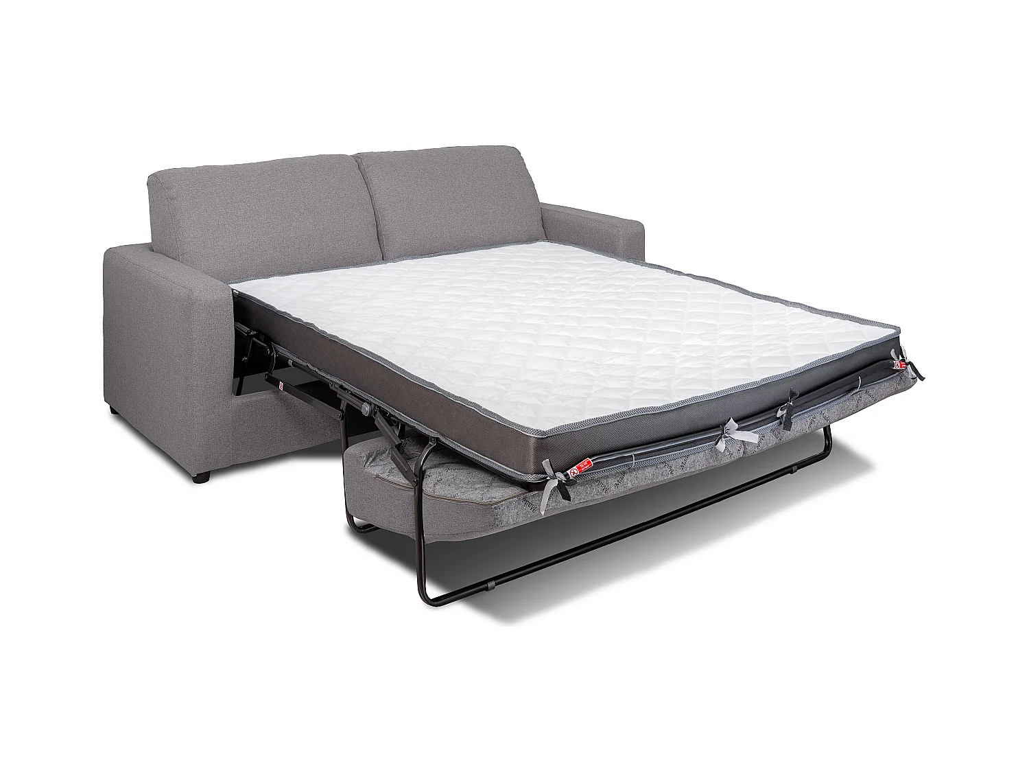 Canapé 3 places convertible express en tissu gris - Couchage 140 cm - Matelas 14 cm DONETO