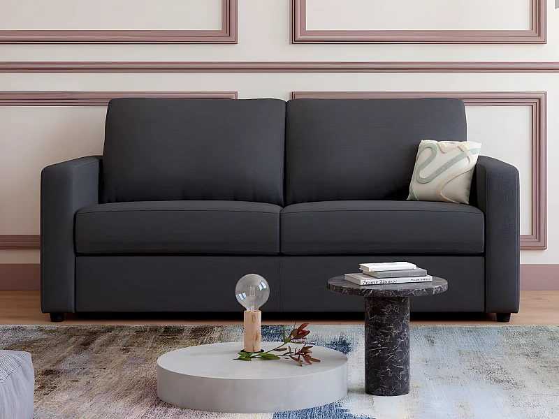 Schlafsofa mit Matratze 3-Sitzer - Stoff - Anthrazit - Liegefläche 140 cm - Matratze 14 cm - DONETO