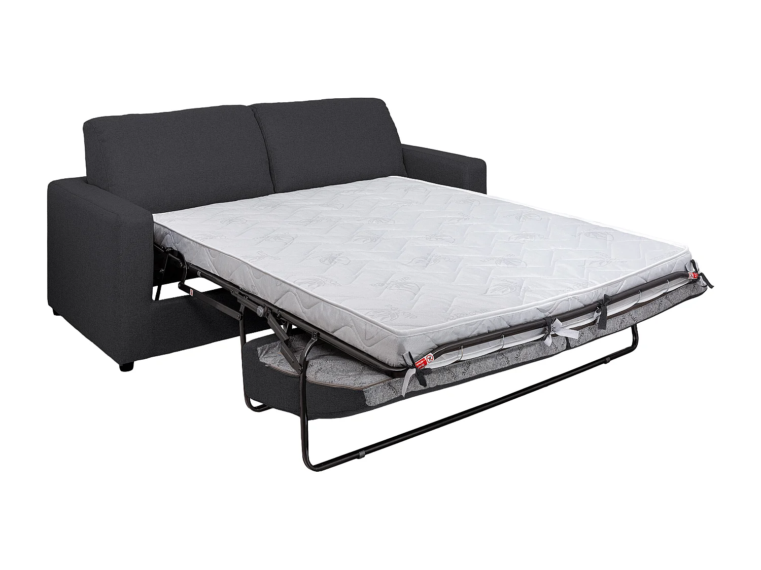 Canapé 3 places convertible express en tissu gris anthracite - Couchage 140 cm - Matelas 14 cm DONETO