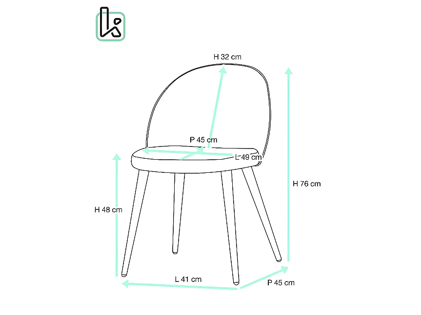 Lot 2 chaises cocktail salle à manger velours rembourré pieds en métal ton bois clair GIZA (gris)