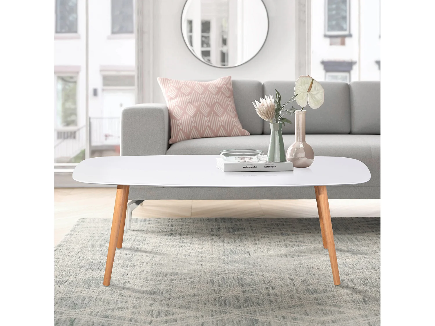 Table basse blanche Table de salon Table d'appoint Table de canapé Table StlyeScandinavie