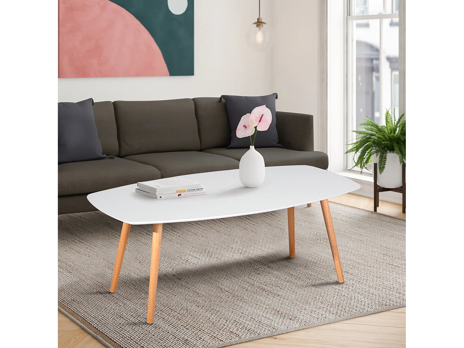 Table basse blanche Table de salon Table d'appoint Table de canapé Table StlyeScandinavie