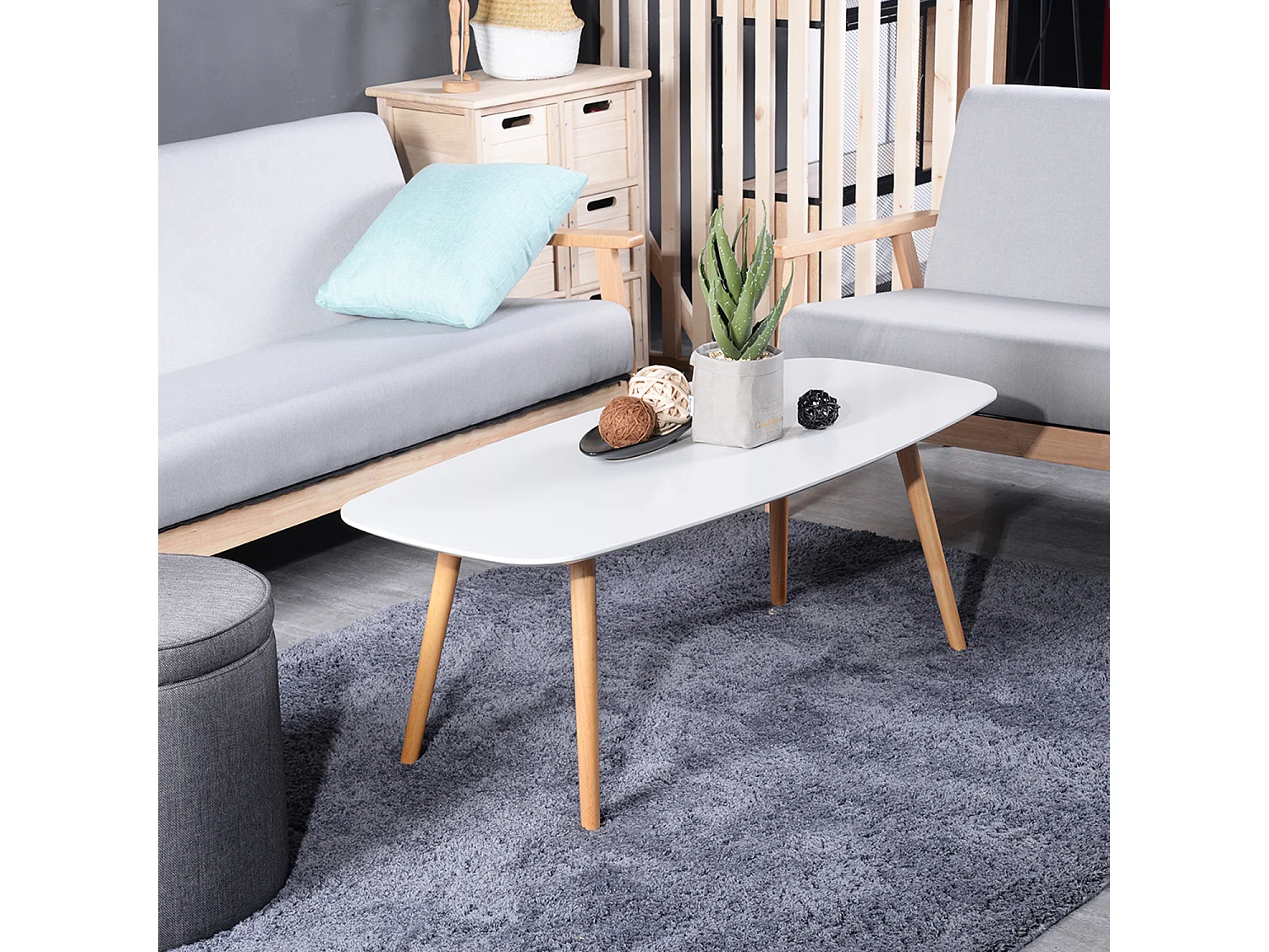 Table basse blanche Table de salon Table d'appoint Table de canapé Table StlyeScandinavie