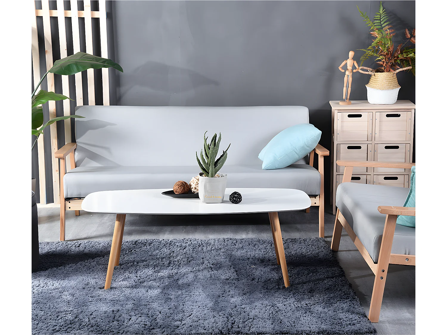 Table basse blanche Table de salon Table d'appoint Table de canapé Table StlyeScandinavie