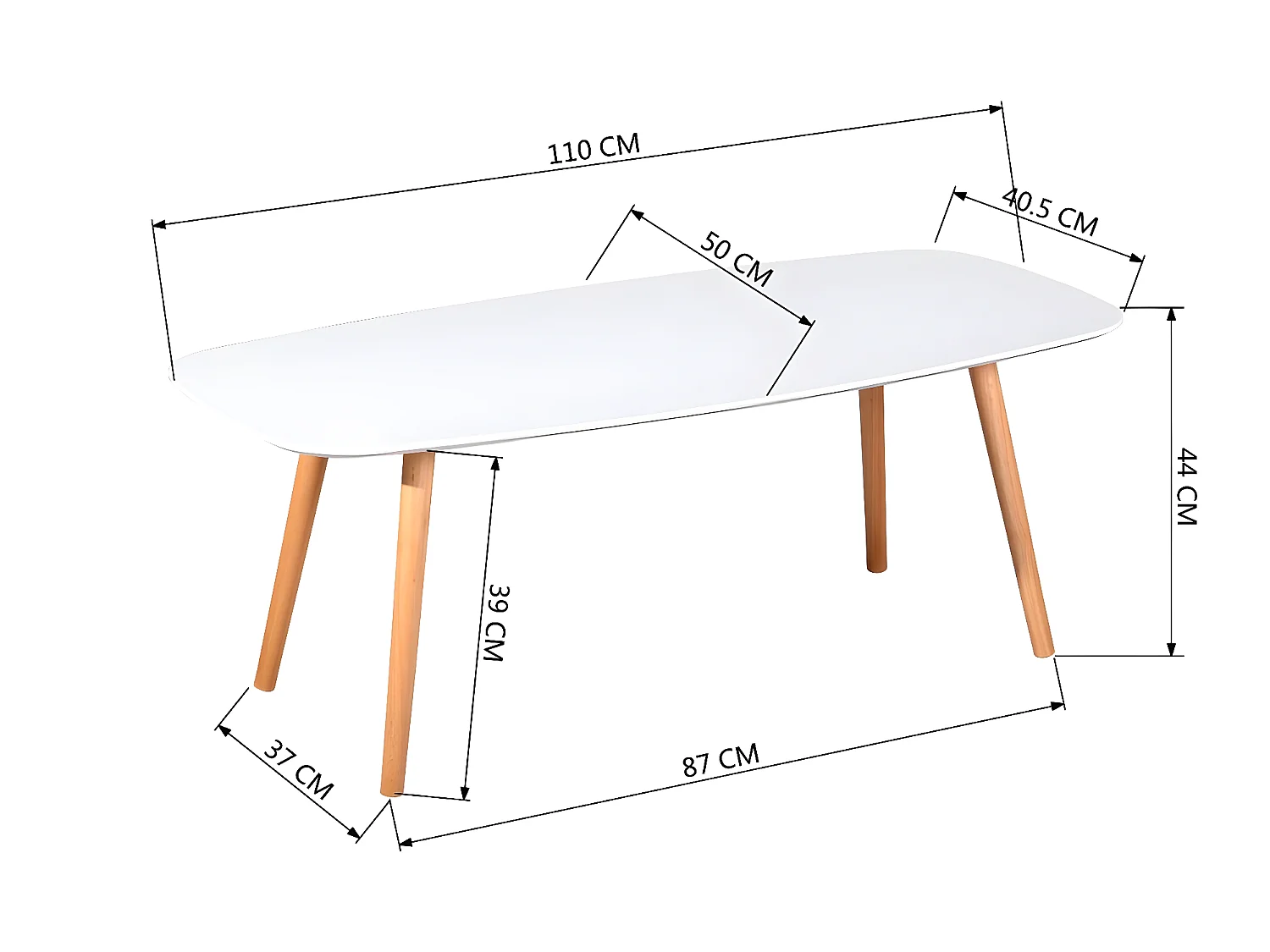 Table basse blanche Table de salon Table d'appoint Table de canapé Table StlyeScandinavie