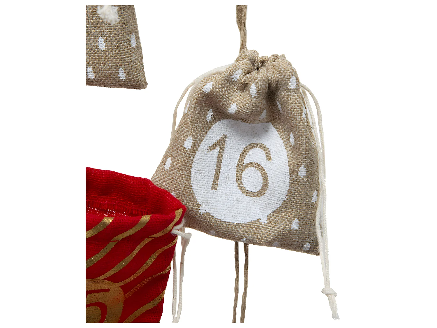 Déco de Noël Calendrier de l'Avent  24 Pochons rouge et doré H 60 cm