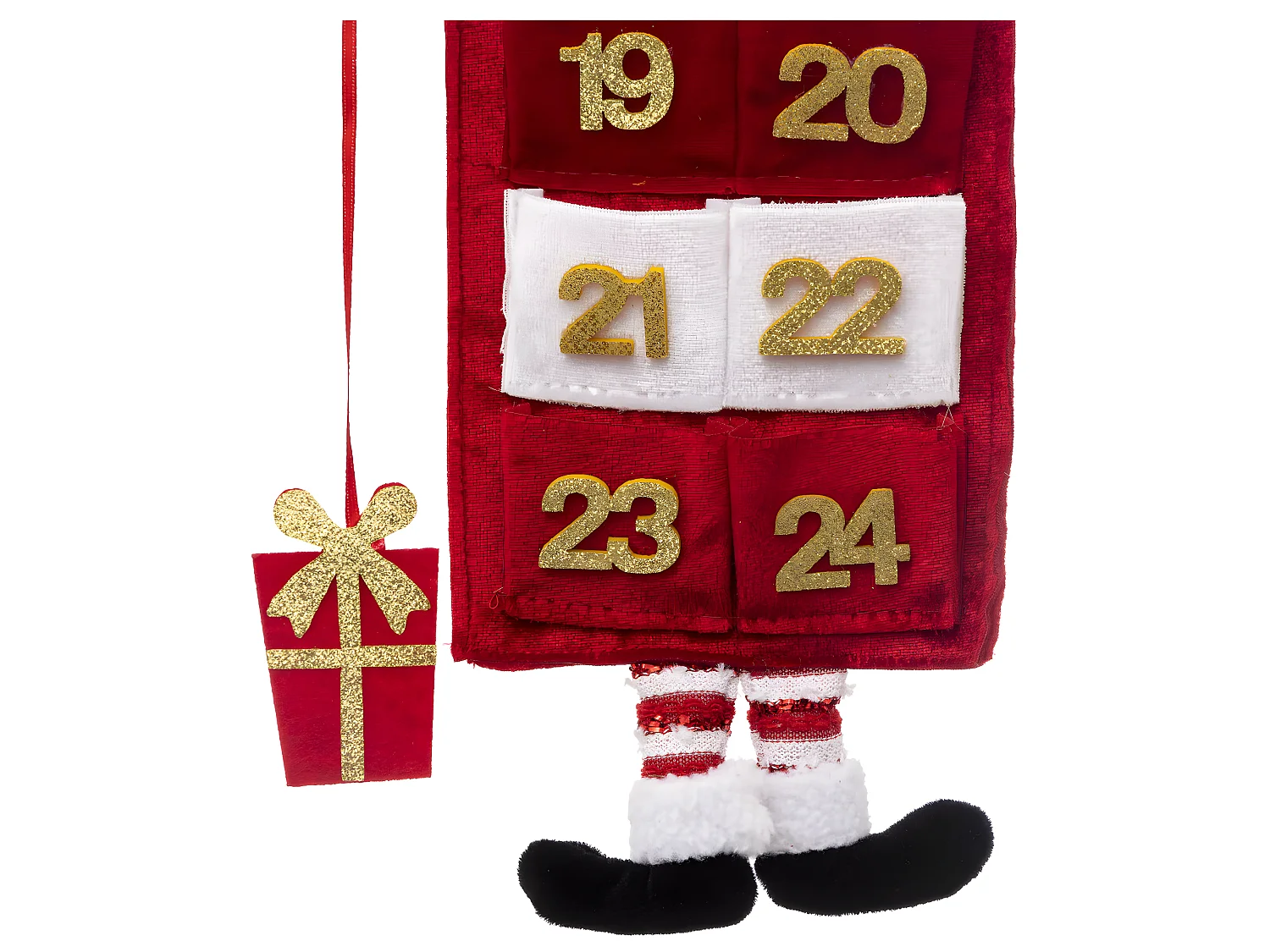 Calendrier de l'Avent à suspendre Père Noël rouge et blanc avec 24 pochettes