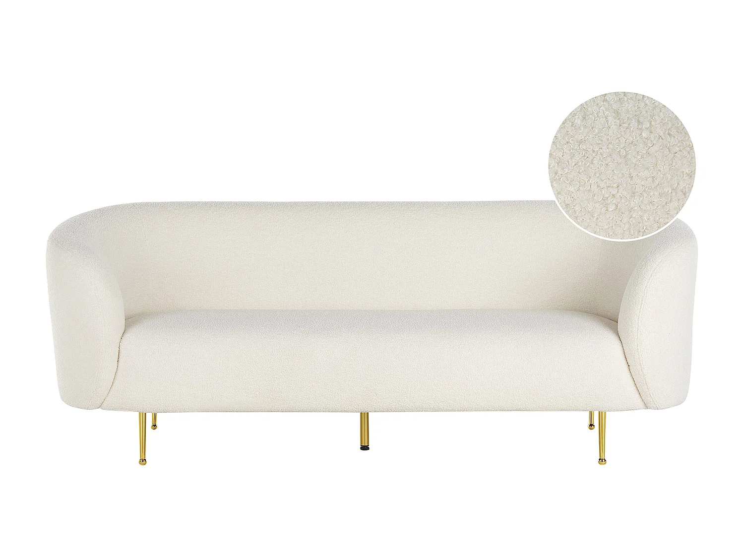Klassisches Sofa im Art-Déco-Stil mit Armlehnen Metallgestell Bouclé weiß Loen