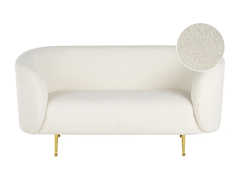 Klassisches Sofa im Art-Déco-Stil mit Armlehnen Metallgestell Bouclé weiß Loen