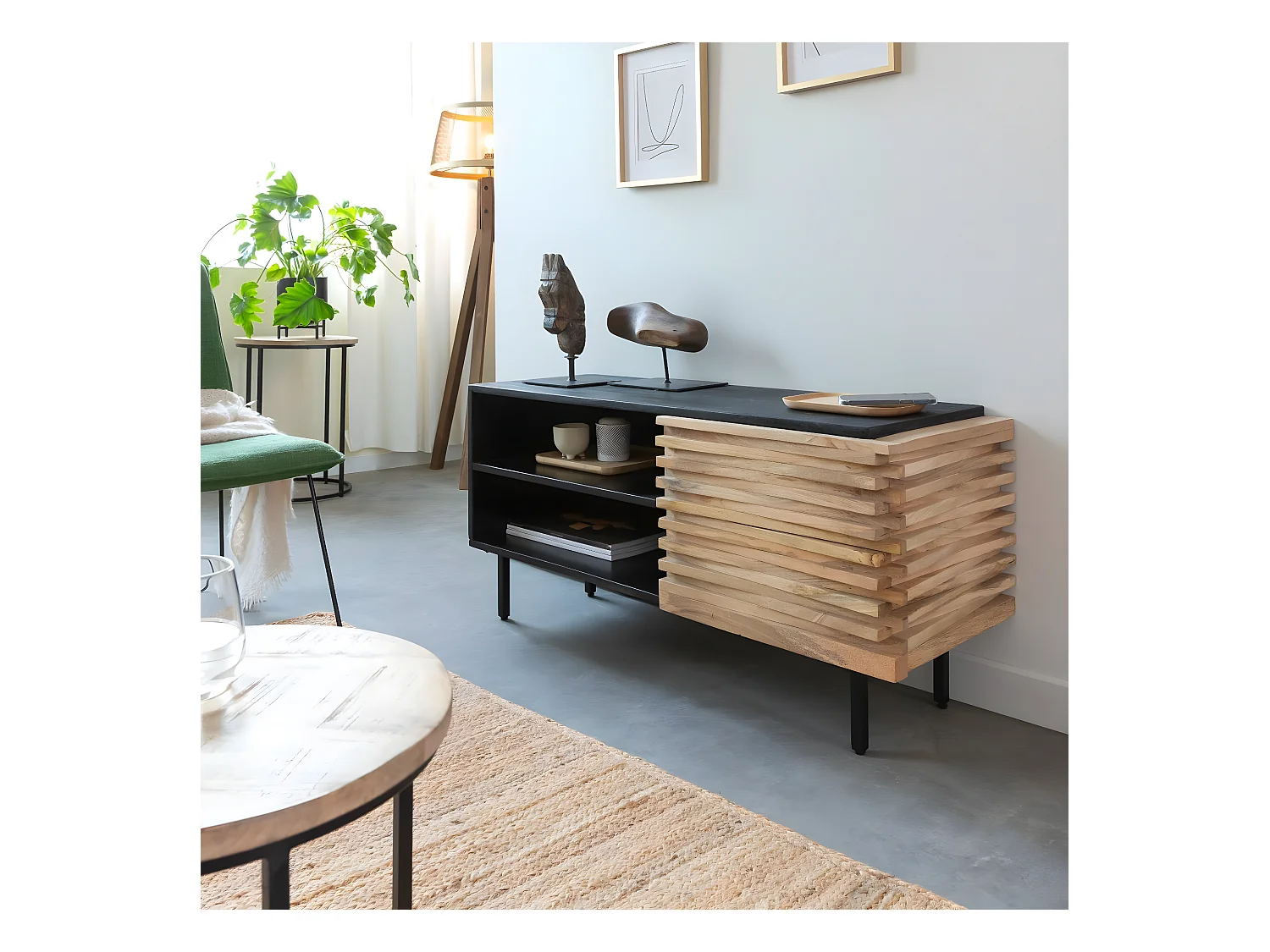 Sculpture en bois et métal Léonie