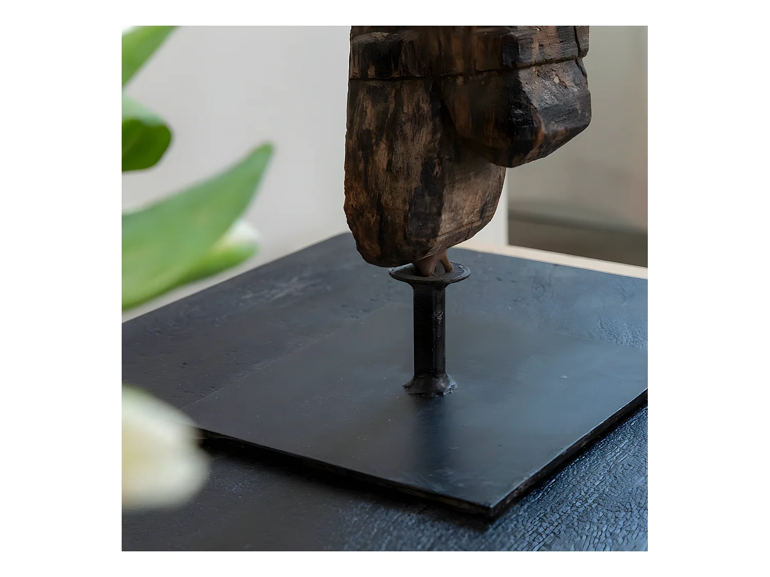 Sculpture en bois et métal Léonie