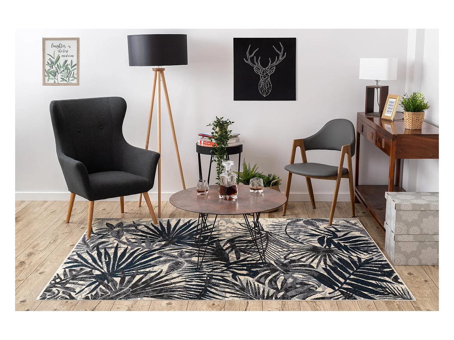 Tapis HEOS 78561 crème / bleu JUNGLE 120x170 cm