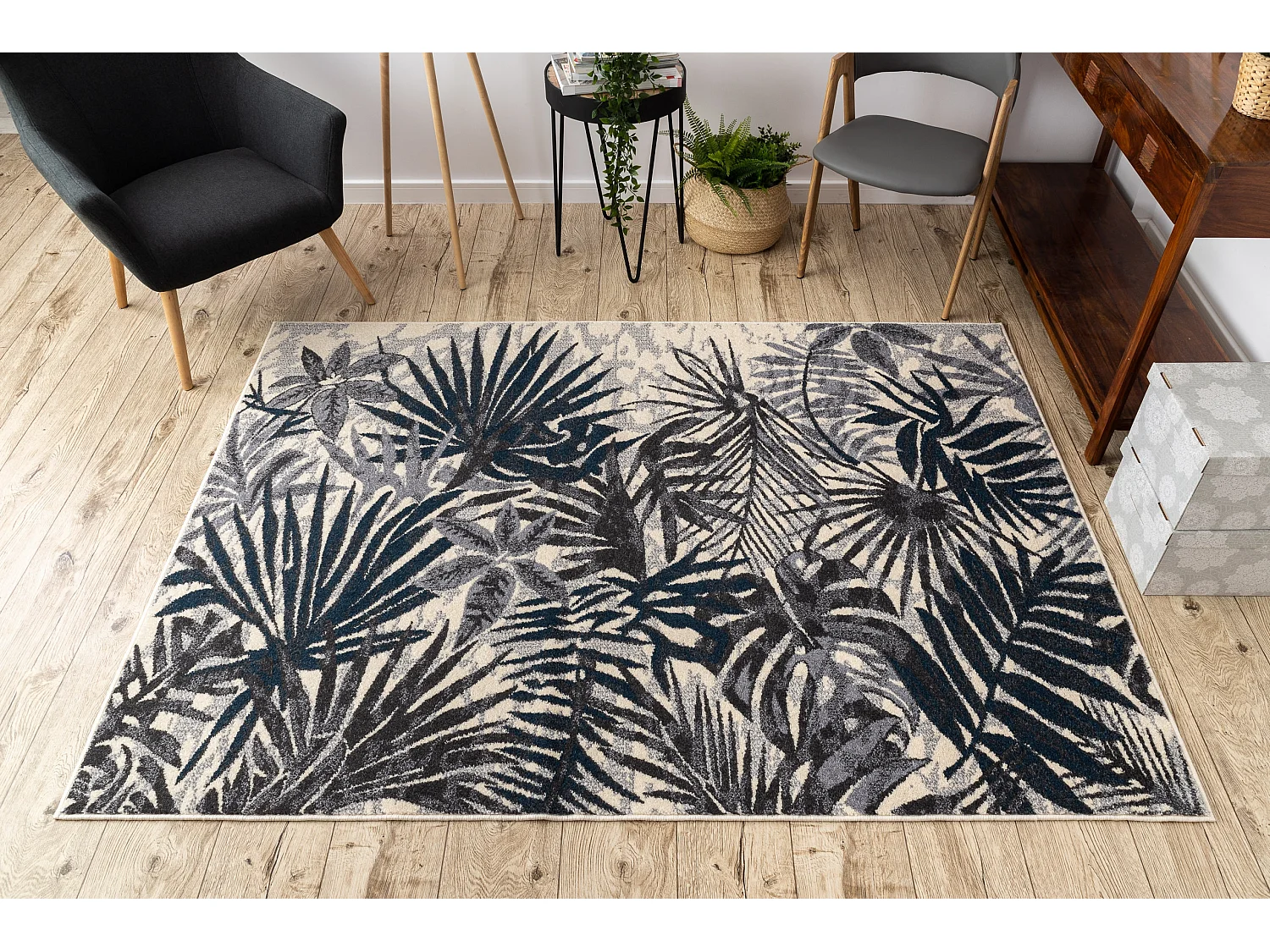 Tapijt HEOS 78561 crème / blauw JUNGLE 160x220 cm