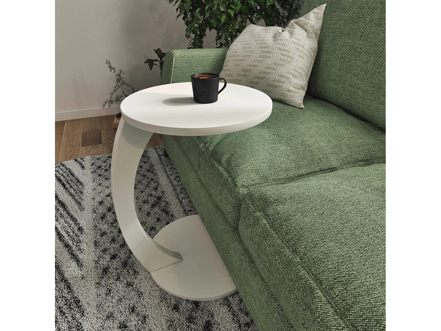 Table d'appoint Holeby ronde blanc [en.casa]