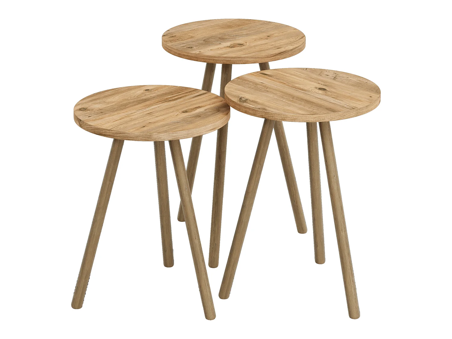 Set de 3 tables d'appoint Hjørring rondes trépied effet bois [en.casa]