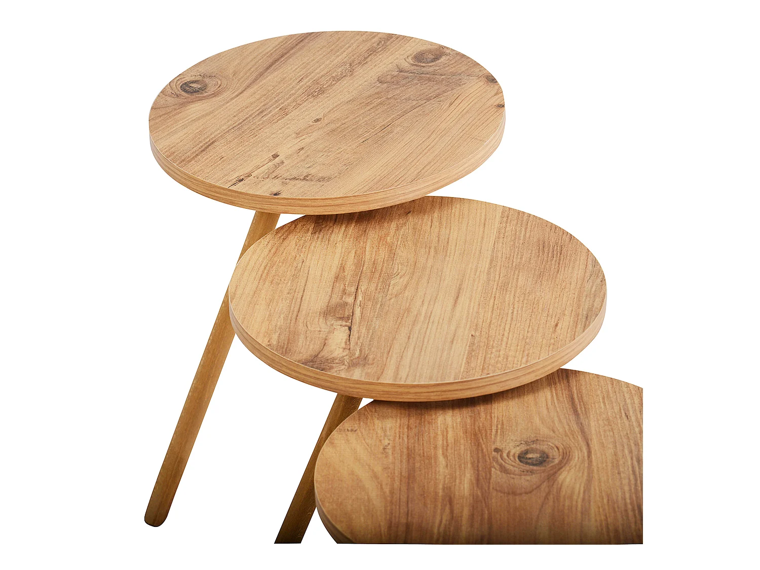 Set de 3 tables d'appoint Hjørring rondes trépied effet bois [en.casa]